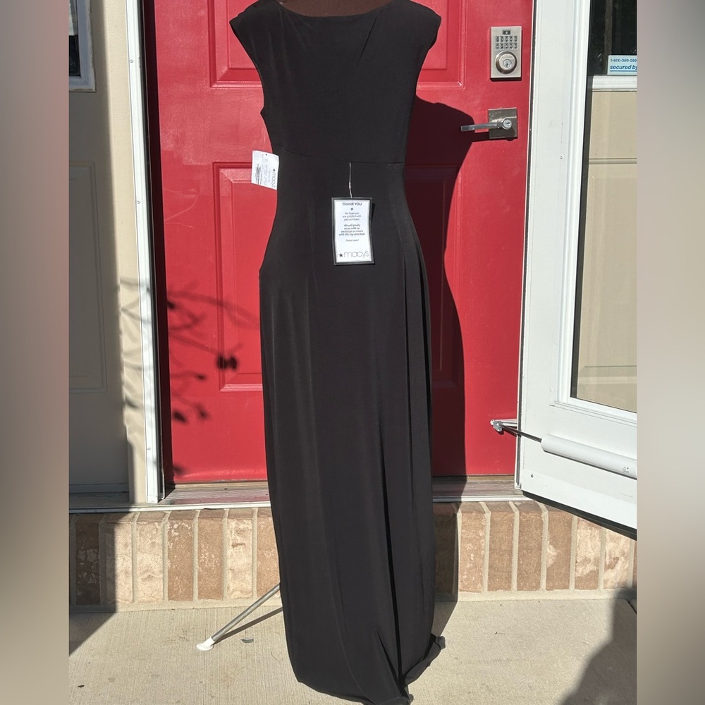 NWT CONNECTED APPAREL s6 Gorgeous blk maxi dress Rhinestone accents @ neckline - Picture 3 of 8